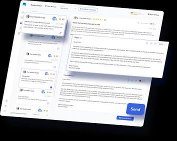 Digital dashboard interface for monitoring customer reviews and professional ORM services.