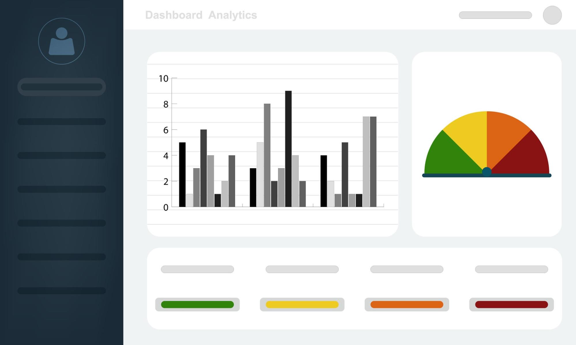 Analytics dashboard illustration showing bar charts and metrics for brand reputation tracking.